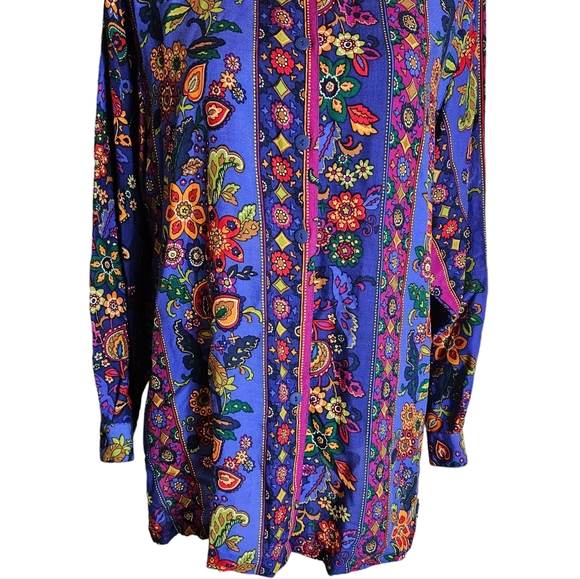 Vintage Express Compagnie Internationale Floral Print Button Up Shirt Sz Medium - Picture 3 of 16